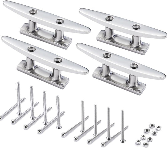 Boat Cleat Open Base Boat Cleat 4/5/6/8 inch, Dock Cleat All 316 Stainless Steel Boat Mooring Accessories, Include Installation Accessories Screws