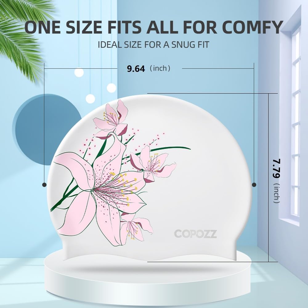 COPOZZ Stylish Silicone Swim Cap for Women – Comfortable, Durable, and Hair-Protecting Design