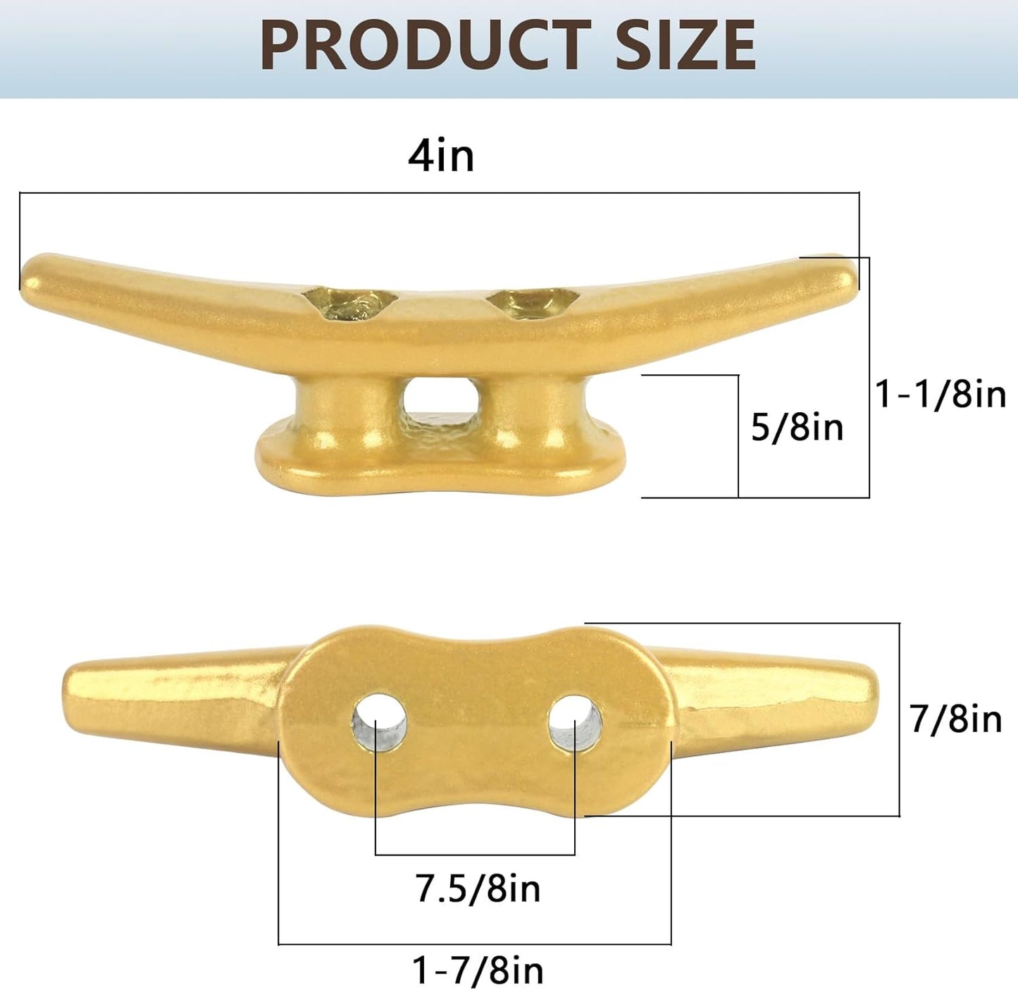 4 inch Dock Cleats 4/6/8/12/16/20/24 Pack,Boat Dock Cleats Rope Cleat Marine Cleats Iron Boat Cleats with Hardware ldeal for Deck,Nautical Decor,Cleats for Boat Dock,Boat Tie Down Cleats