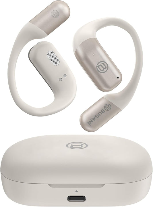 BUGANi Open Ear Headphones Wireless Earbuds,5.4 Bluetooth Headphones, IPX5 Waterproof Ear Buds for Running Workout Cycling Gift (White)