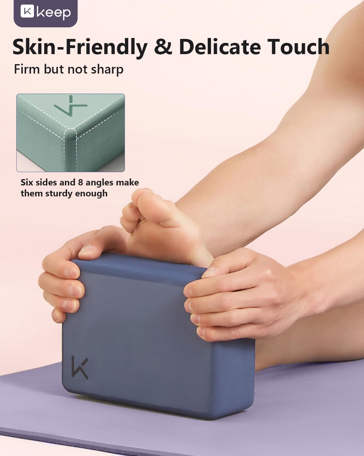 KEEP Yoga Block, High-Density EVA Foam 2 Pack Yoga Block with Non-Slip Textured Surface, Supportive, Lightweight - Ideal for Yoga, Pilates, and Stretching Exercises