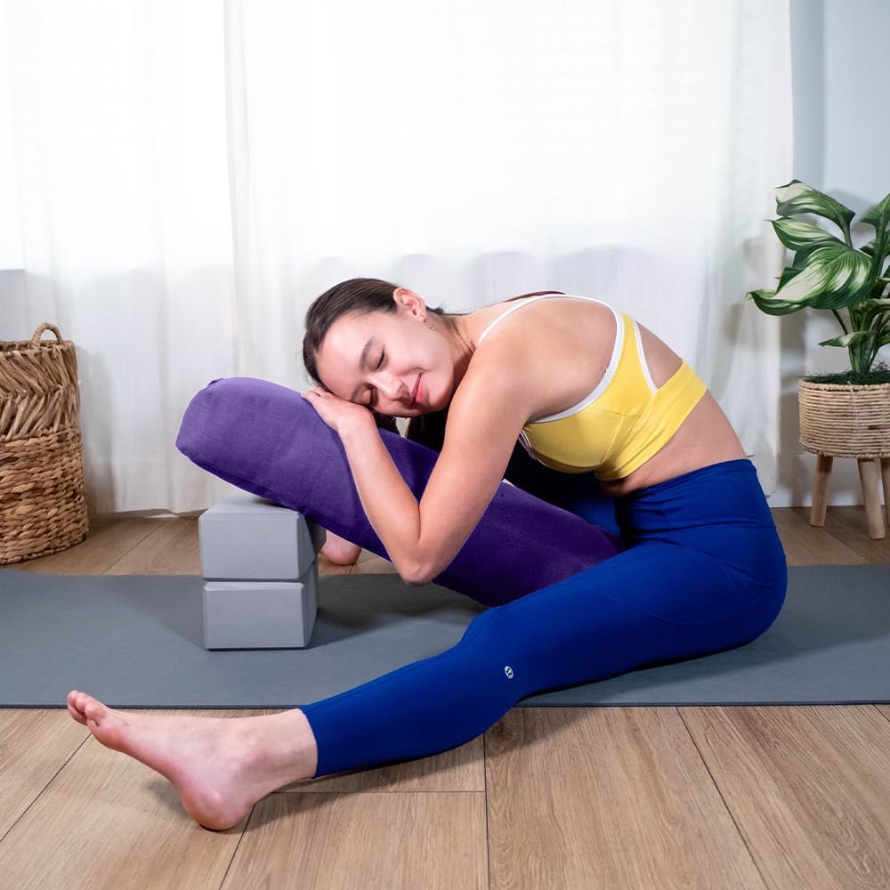 Sol Living Yoga Bolster Pillow Rectangular Meditation Cushion Cotton Meditation Accessories for Restorative Yoga Meditation Pillow Yoga Pillow Firm Body Pillow Bolster Pillow for Legs Removable Cover