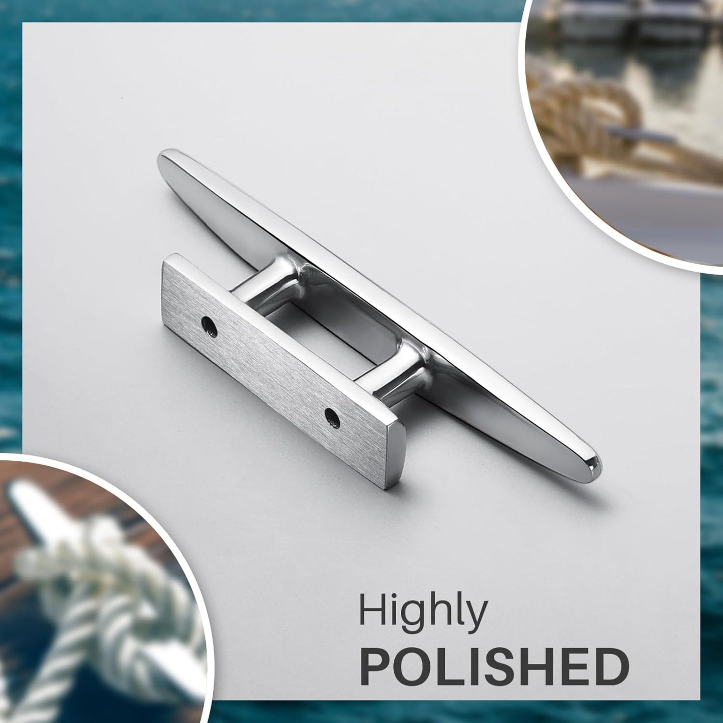 Boat Cleats Marine Grade 316 Stainless Steel Boat Mooring Cleat Pack of 4, Installation Accessories Included