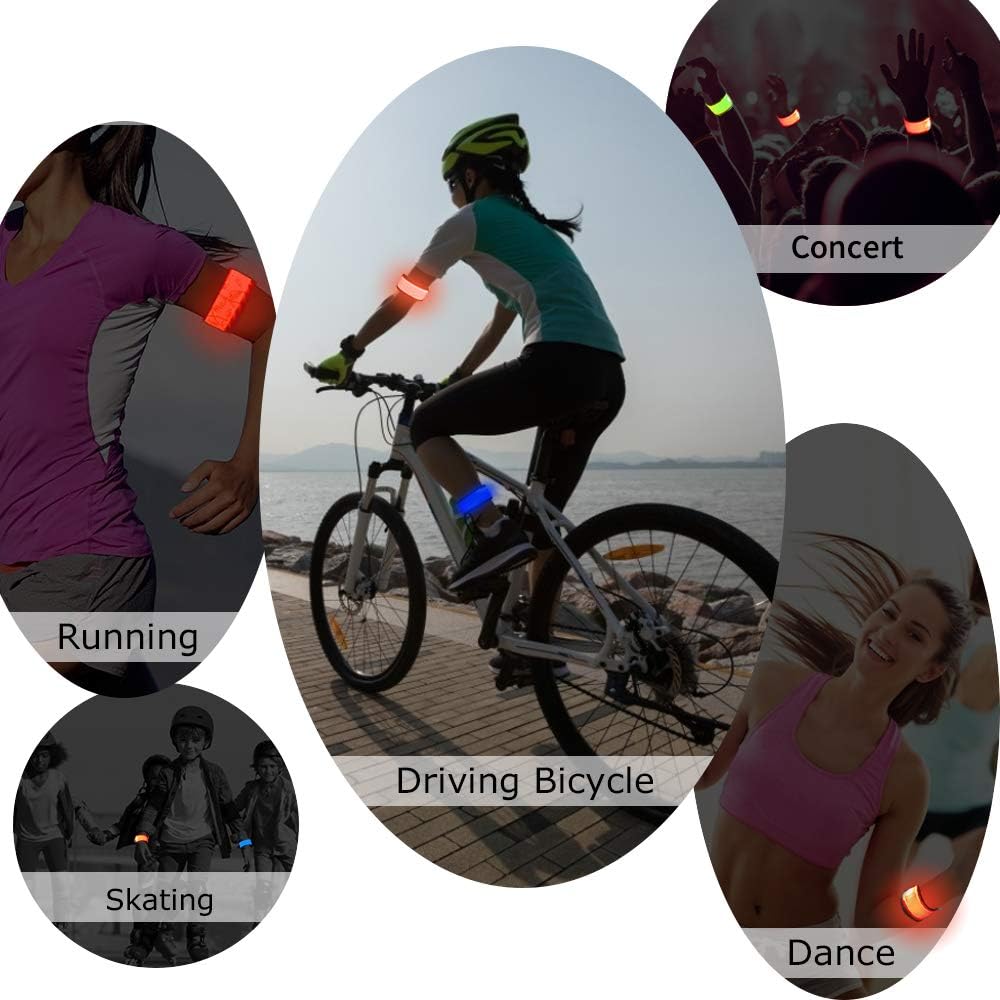 LOBKIN Safety Bracelets, LED Slap Armband Kids Walking at Night Safe LED Light Wrist Light Reflective Belt, Magic Band Running Lights for Runners