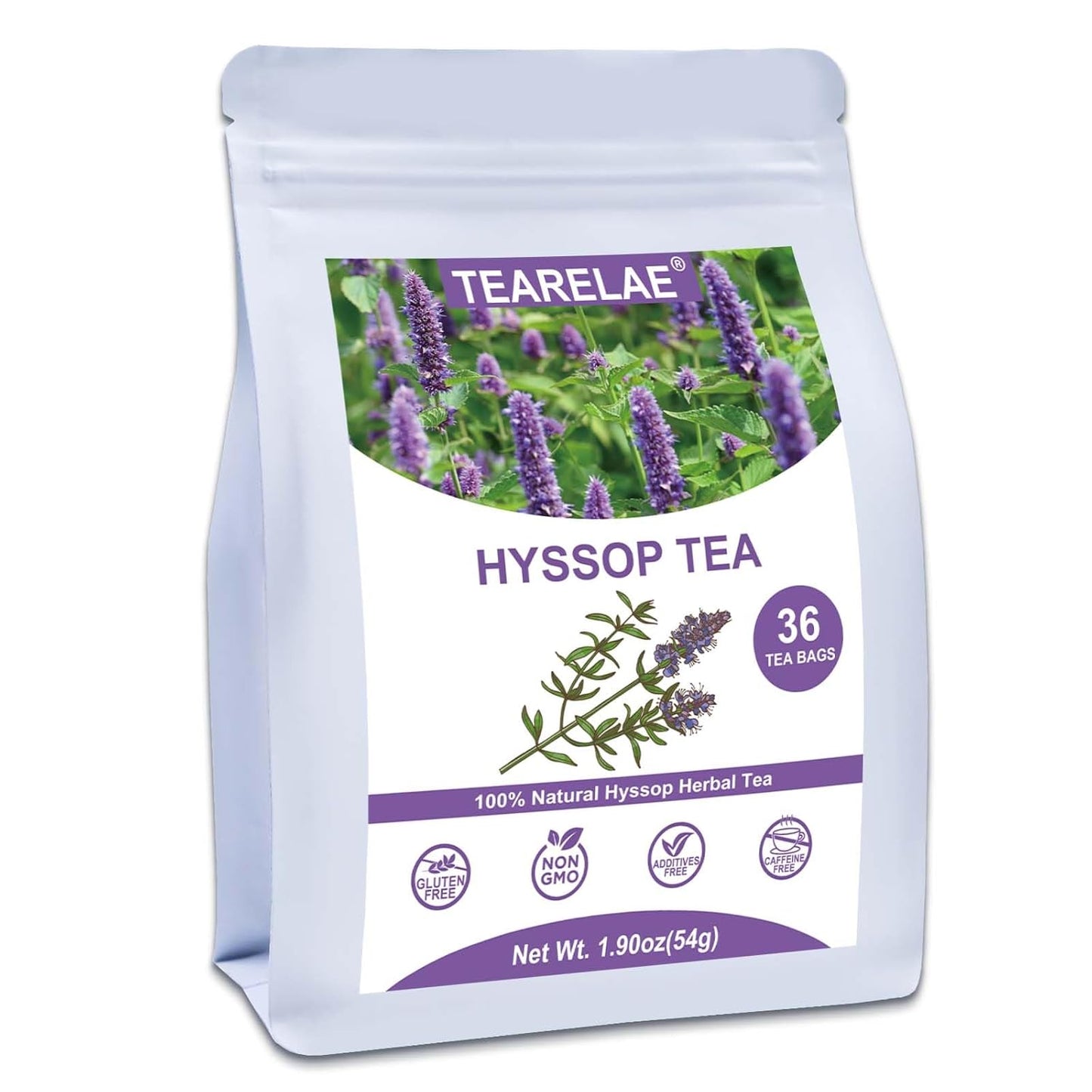 TEARELAE - Hyssop Tea, 36 Count - Pure Hyssop Herbal Tea Bag - Smooth Flavor - Aid Digestion - Non-GMO - Caffeine-Free