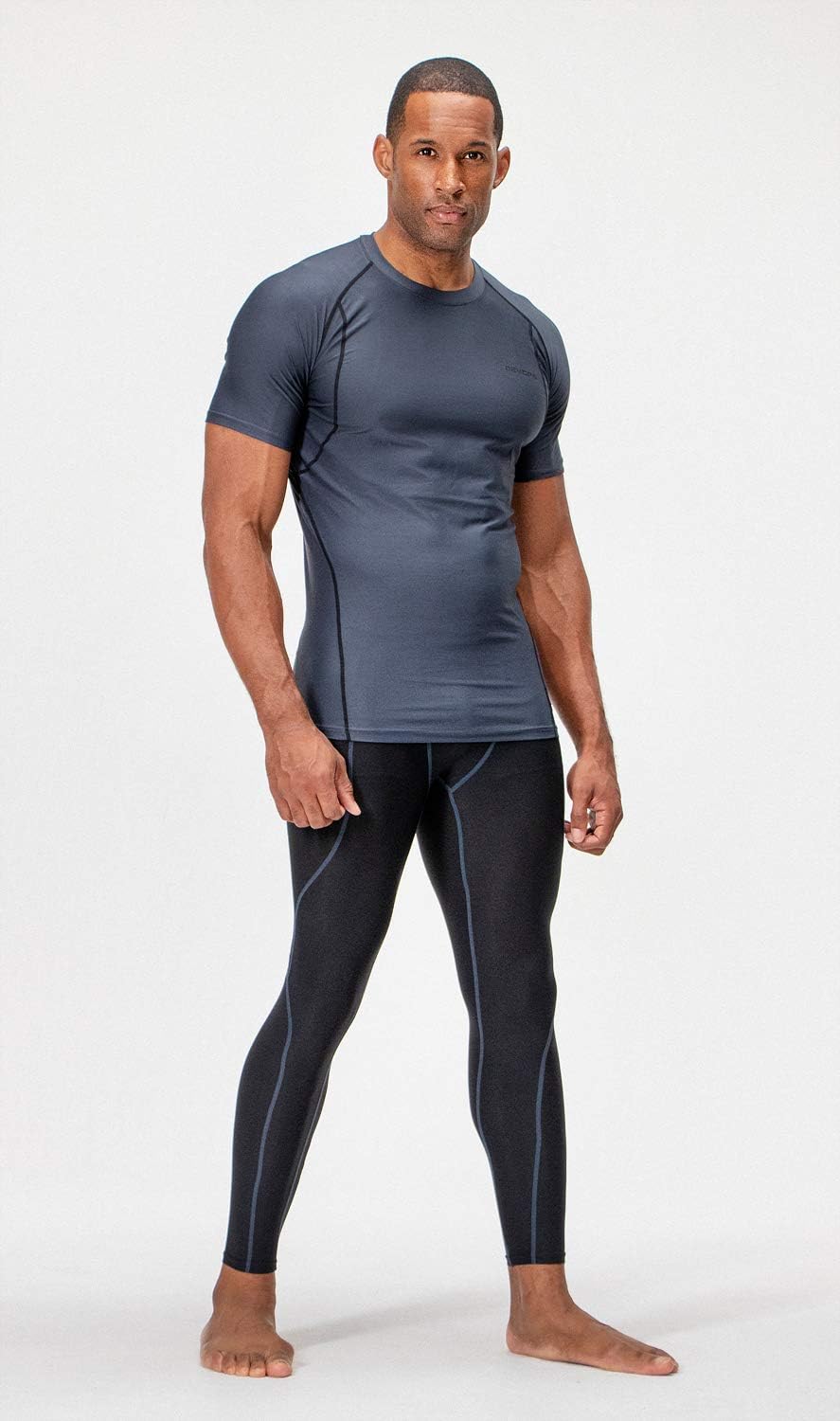 DEVOPS 3 Pack Men's Cool Dry Short Sleeve Compression Shirts, Sports Baselayer T-Shirts Tops, Athletic Workout Shirt