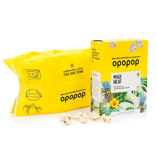 Opopop Microwave Popcorn - Maui Heat 2.8 oz., 9-Count - Sweet and Hot Popcorn, Flavored Popcorn, Non-GMO
