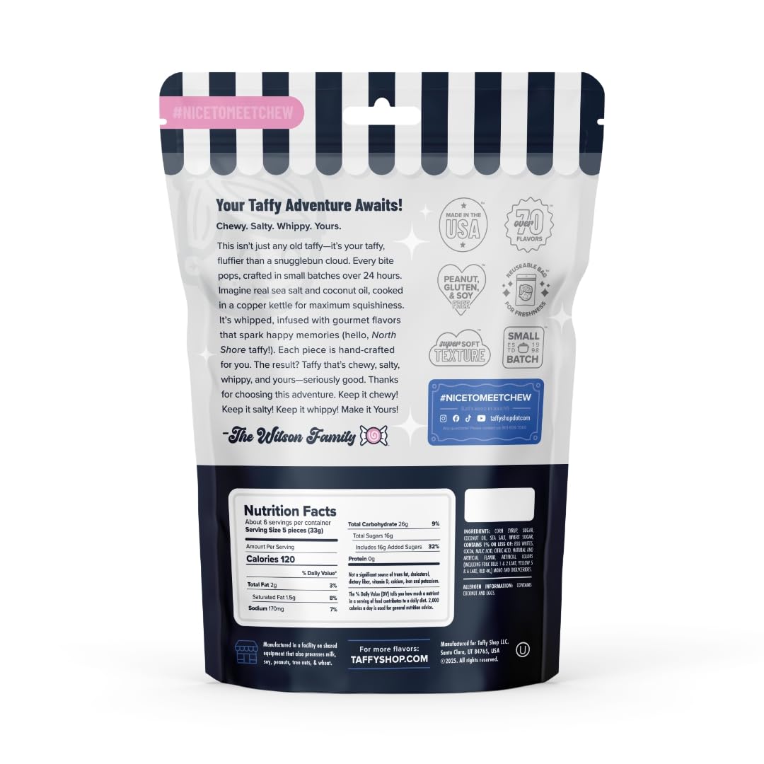 Taffy Shop Peach Not War, Peach Salt Water Taffy – Gourmet Soft Chewy Candy, Bulk Sweet Snack, Fresh Gift & Gluten-Free, 140 Individually Wrapped Pieces (32oz)