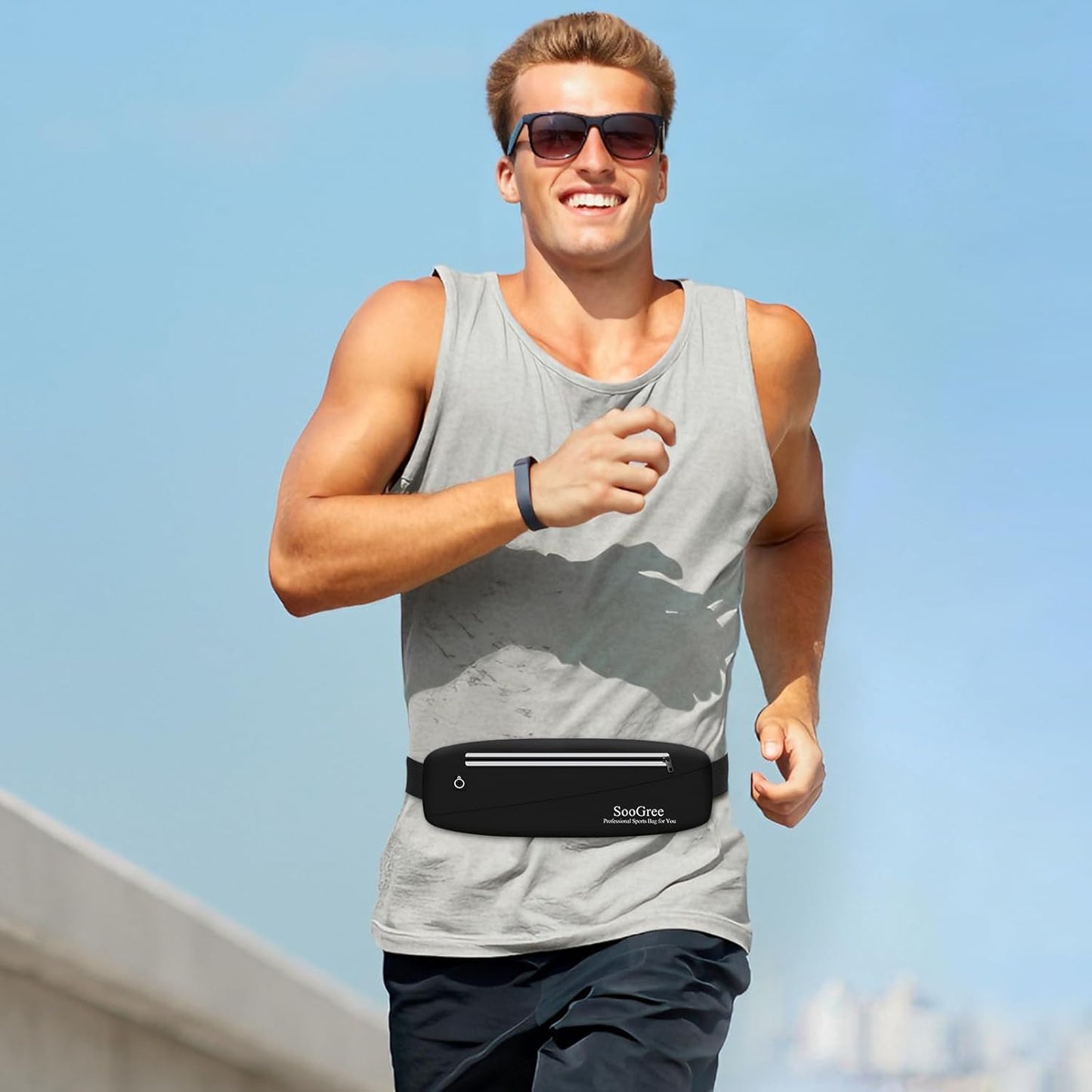 Slim Fanny Packs for Women Men,Waterproof Waist Pack with Reflective Strip Adjustable Strap,Running Belt for Sports Workout Cycling Hiking, Casual Hands-Free Wallets Phone Bag (Style 10)