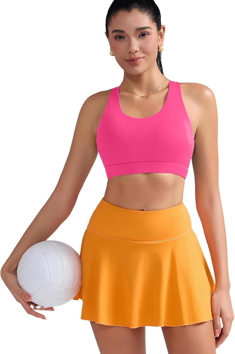 RUNNING GIRL Sports Bra for Women, Criss-Cross Back Padded Strappy Sports Bras Medium Support Yoga Bra with Removable Cups