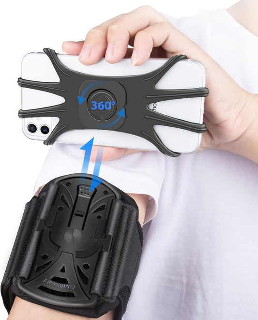 Running Phone Holder Armband for Phone, Detachable & 360°Rotated Sports Armband with Key Pocket for iPhone 16/15/14/13 Pro/12 Pro/XS/XR/8/7/6s Plus, for Samsung Galaxy 4''-6.5'' Cellphone