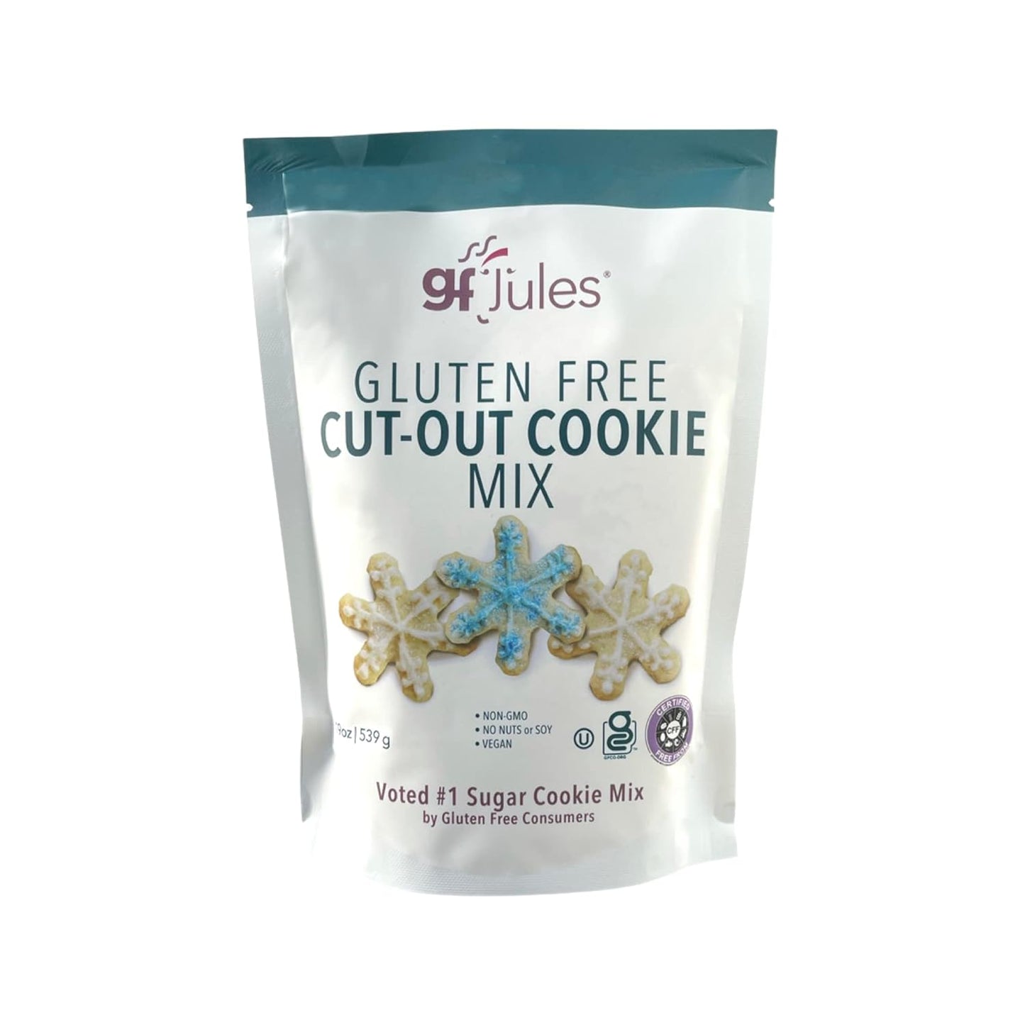 gfJules Certified Gluten Free Cut Out Cookie Baking Mix | Tollhouse Style | Bars or Cookies | No Grit, Non-GMO, Vegan | Certified Top 9 Allergen-Free & Kosher | Make 36 Sugar Cookies | 19 Ounces