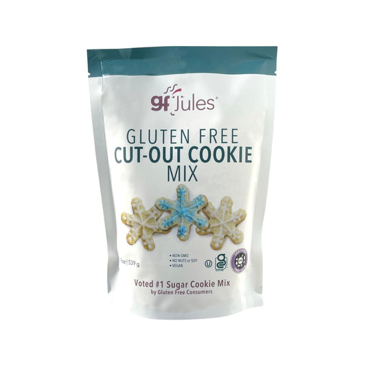 gfJules Certified Gluten Free Cut Out Cookie Baking Mix | Tollhouse Style | Bars or Cookies | No Grit, Non-GMO, Vegan | Certified Top 9 Allergen-Free & Kosher | Make 36 Sugar Cookies | 19 Ounces