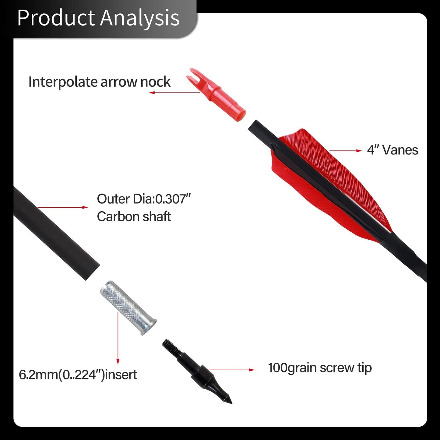 Archery 31" Hunting Arrows with 4" Natural Turkey Feather Carbon Arrows Target Practice Arrows for Traditional Bow Recurve Bow & Longbow - 12Pcs