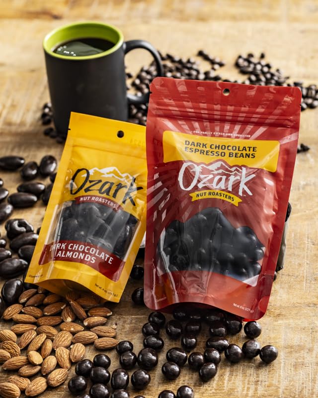 OZARK NUT ROASTERS, Sugar-Free Dark Almonds, Dark Chocolate Flavored Snacks, No Sugar Added, World-Class Gourmet Candied Nuts, Resealable Pack (14.0 oz)