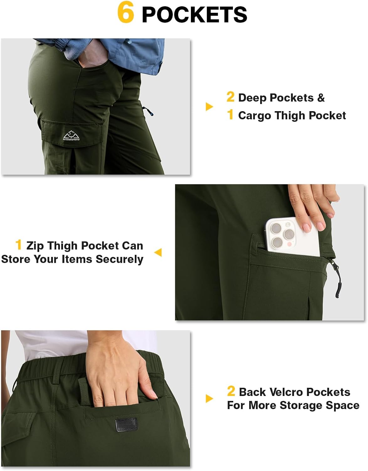 TBMPOY Women's Hiking Cargo Pants Lightweight Water Resistant Quick Dry Fishing Camping Travel Work Pant with 6 Pockets