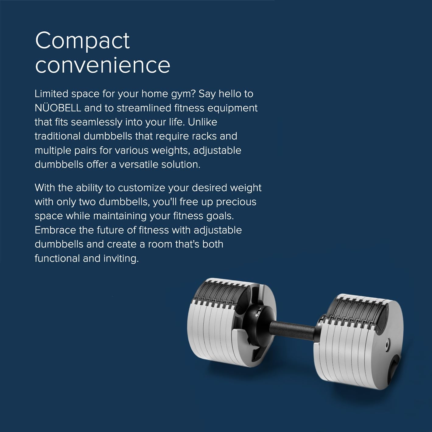 NÜOBELL® Adjustable Dumbbell Set, 5-50 LB or 5-80 LB, Easy Twist 2024-25 Model, All-In-One Weights Set (Pair) for Home, Original Manufacturer