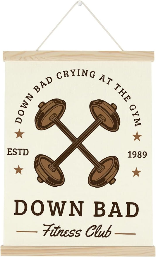 Gym Motivational Posters Funny College Dorm Posters Gifts for Guys Girls Friends Down Bad Crying at The Gym Flag Wall Art Decor Sign for Home Gym Bedroom Office