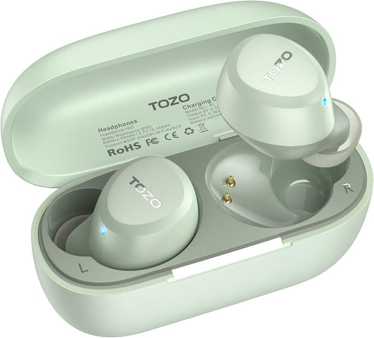 TOZO A1 Wireless Earbuds Bluetooth 5.3 Light Weight in Ear IPX5 Waterproof Headphones 2 Mic for AI Calls, Immersive Premium Sound Bass Headset with Charging Case, 32 Presets EQ Customization via App
