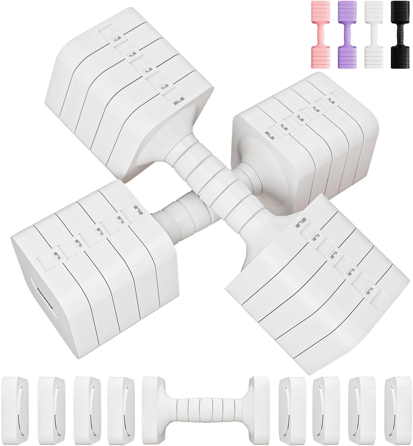 Adjustable Dumbbell Set for Women Men 16LB 20LB Hand Weights Dumbbells Sets Woman Exercise Fitness dumbbell Adjust dumbbells set of 2 for Home Gym Workout Strength Training Equipments