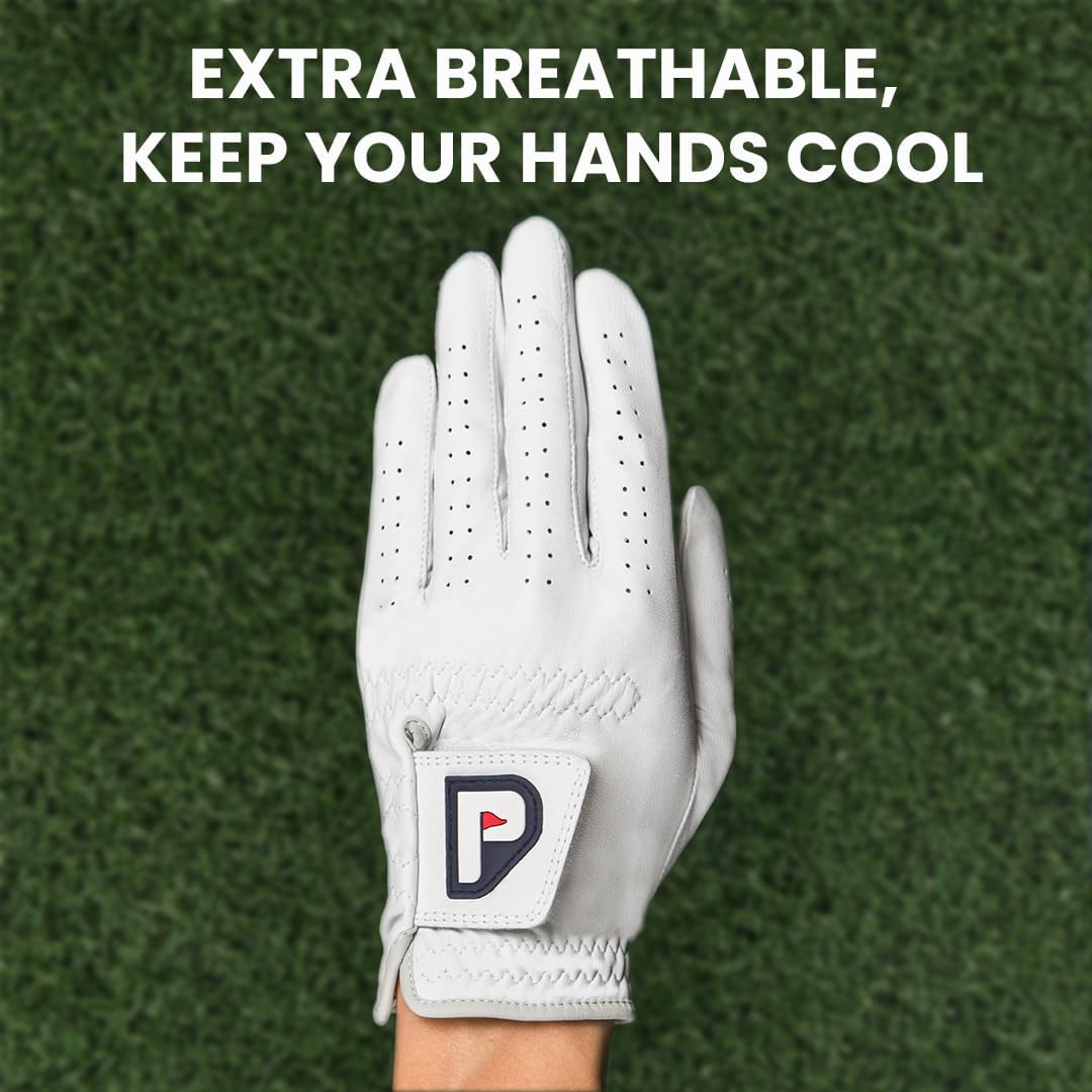 PUR3 Individual - Cabretta Leather Men's Golf Glove, Ultra Soft, with Ball Marker for Right Hand and Left Hand Golfers