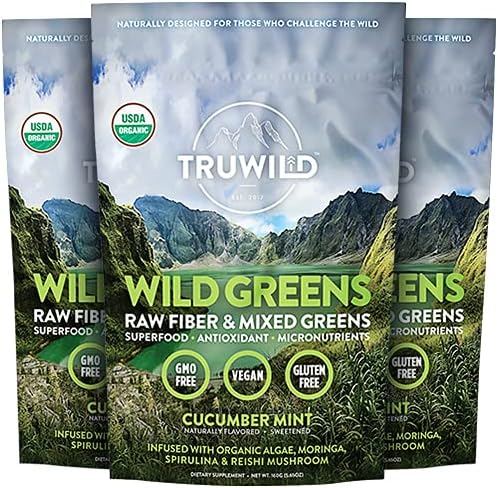 TruWild Greens Superfood Juice Powder, with 22+ Greens & Anti-Oxidants, Natural Immune, Stress, Digestion Support Powder, 90 Servings, 3 Pack