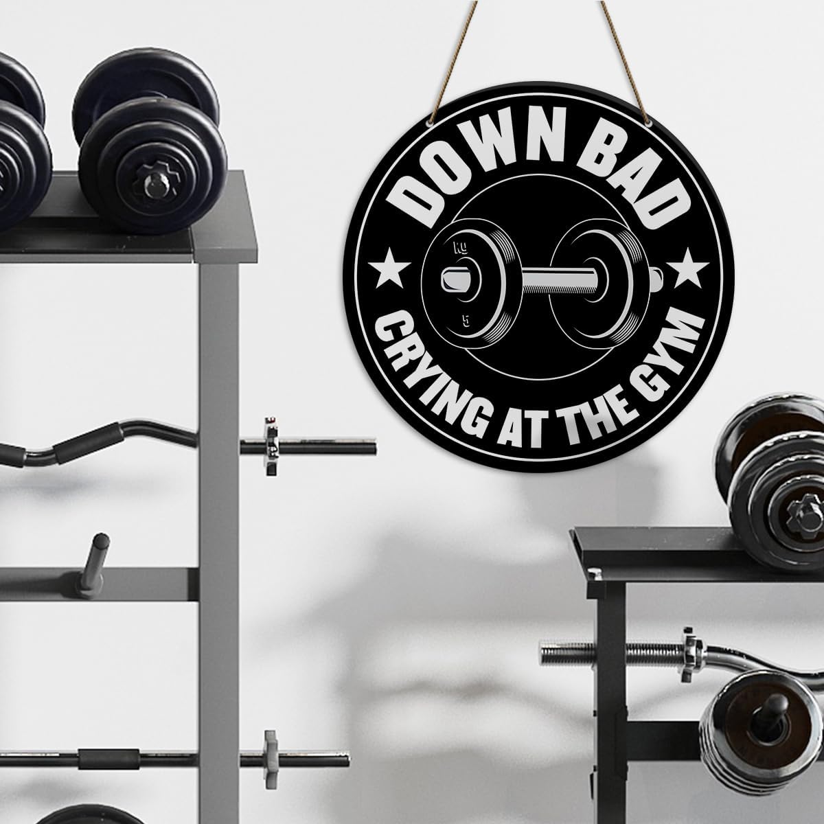 Gym Sign Decor, Home Gym Sign, Workout Room Fitness Room Decor Gym Sign Decoration, Gym Gift for Trainer Exercise Lover, Down Bad Crying at The Gym