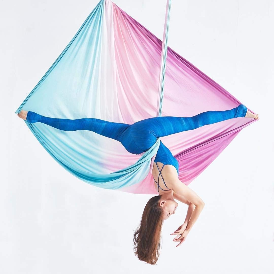 F.Life Aerial Yoga Hammock kit- Yoga Swing Multicolor 5 yards-Flying Yoga Include Daisy Chain,Carabiner and Pose Guide