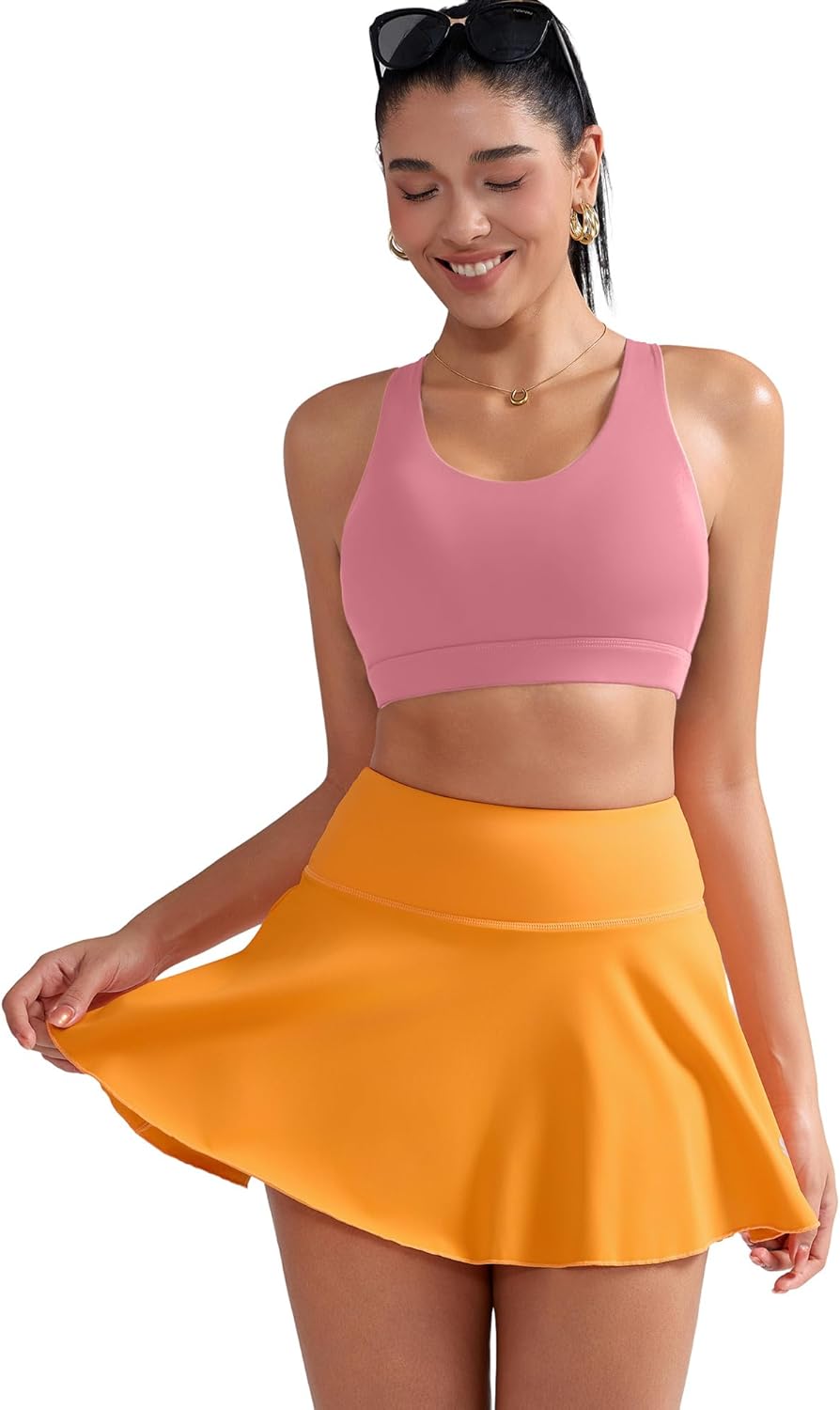 RUNNING GIRL Sports Bra for Women, Criss-Cross Back Padded Strappy Sports Bras Medium Support Yoga Bra with Removable Cups