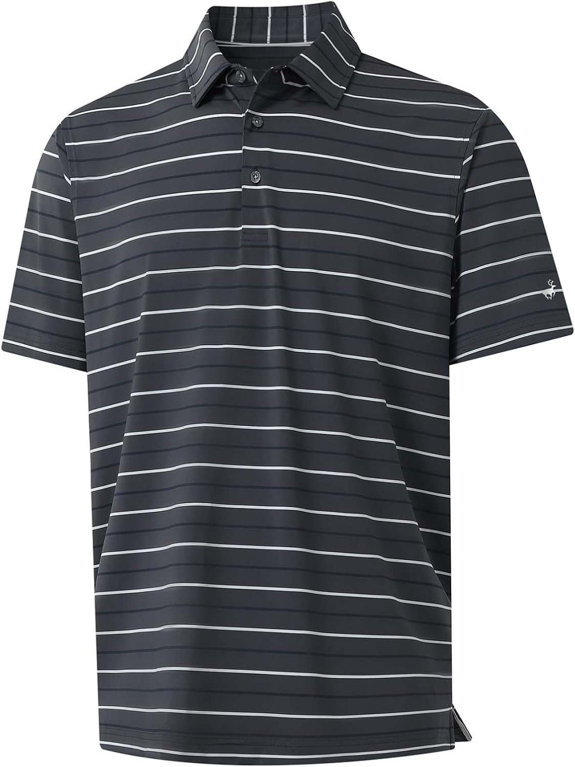 Rouen Mens Golf Shirt Moisture Wicking Dry Fit Performance Stripe Casual Collared Short Sleeve Golf Polo Shirts for Men