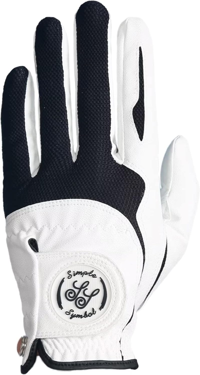 Men's Golf Glove Premium Synthetic Leather,Net Fabric,Stable Grip,Six Pack Value Left Hand Right Hand（Left is Wear on Left Hand,Right is Wear on Right Hand）
