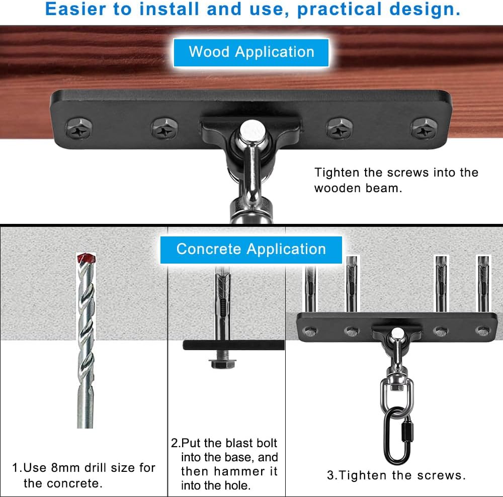 Heavy Bag Hanger, Punching Bag Ceiling Mount Hanger, 360° Rotation Hook for Boxing, MMA, Aerial Yoga, Hammock, and More, 600 LB Capacity