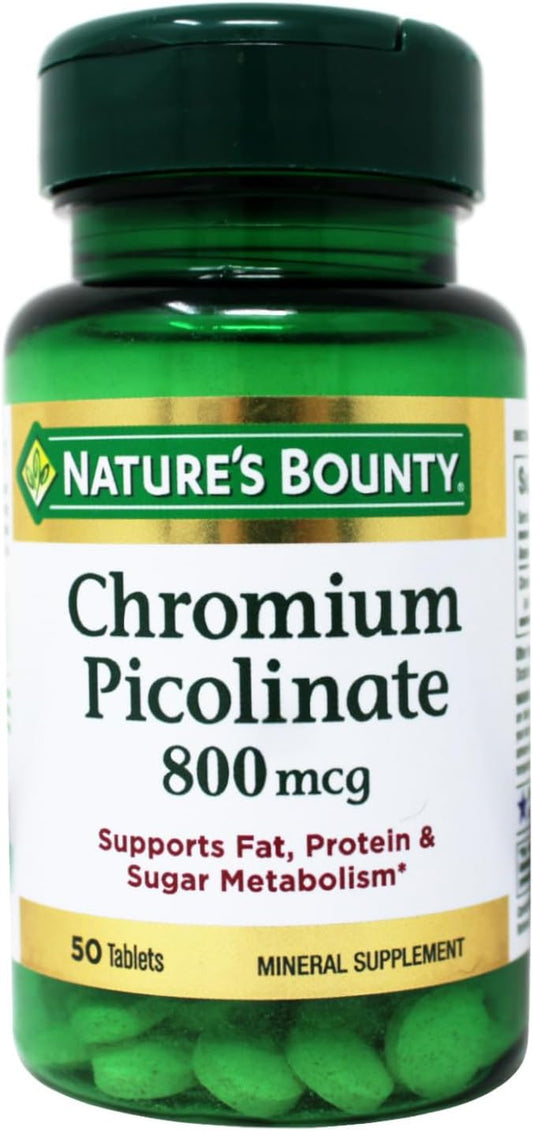 Nature's Bounty Mega Chromium Picolinate 800 mcg tablets 50 ea (Pack of 5)