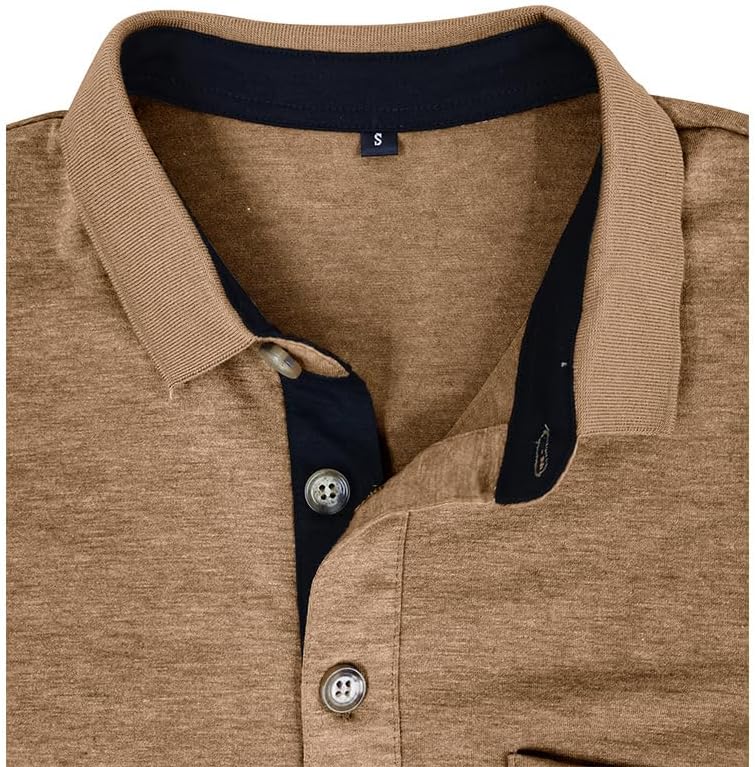 Men's Casual Polo Shirts Classic Button Basic Short Sleeve Shirt Solid Color Cotton Tees Golf Stylish Tops