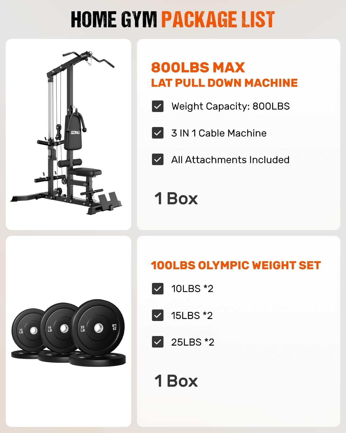 LS01 LAT Pulldown Machine, LAT Row Cable Machine with AB Crunch, LAT Tower with Cable Row Attachments, 3 in 1 Pulley Stations for Home Gym