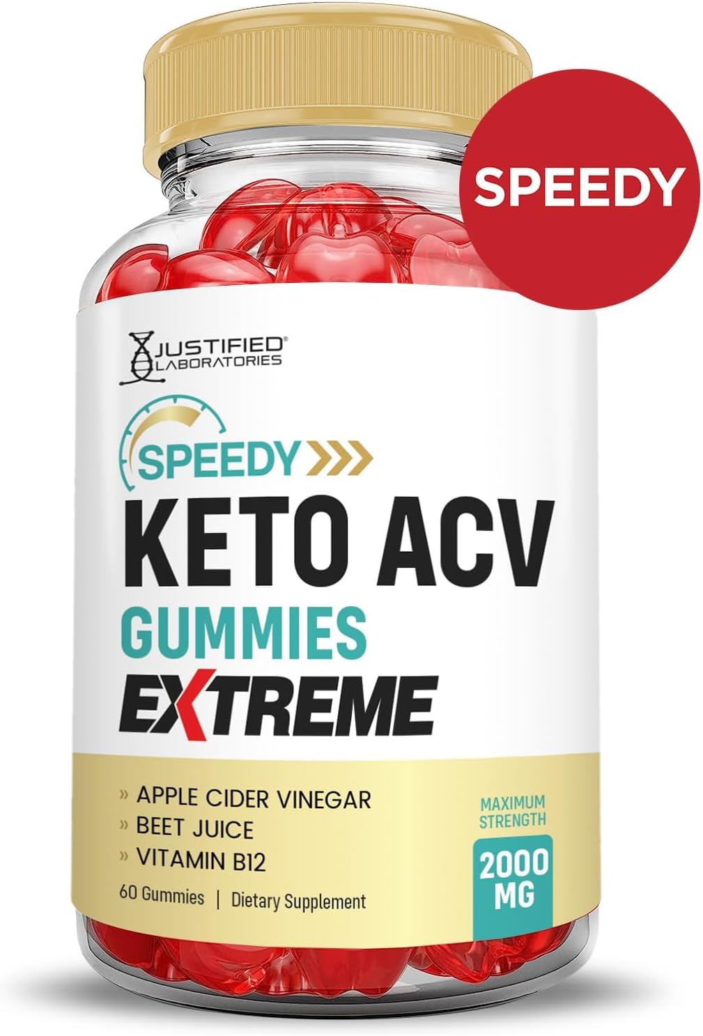 Justified Laboratories (3 Pack Speedy Keto ACV Gummies Extreme 2000MG Speedy Keto Gummies Advanced Formula Apple Cider Vinegar with Pomegranate Beet Juice Powder B12 Vegan Non GMO 180 Gummys
