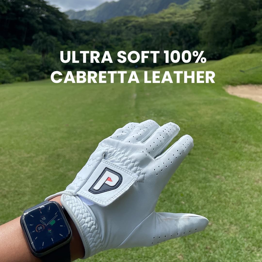 PUR3 Individual - Cabretta Leather Men's Golf Glove, Ultra Soft, with Ball Marker for Right Hand and Left Hand Golfers