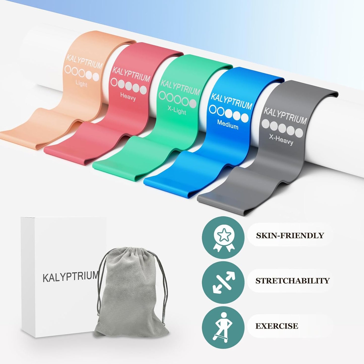 Resistance Bands Set – 5-Level Exercise Bands for Physical Therapy/Yoga/Pilates/Strength Training/Home Fitness Loop Bands with Portable Storage Bag