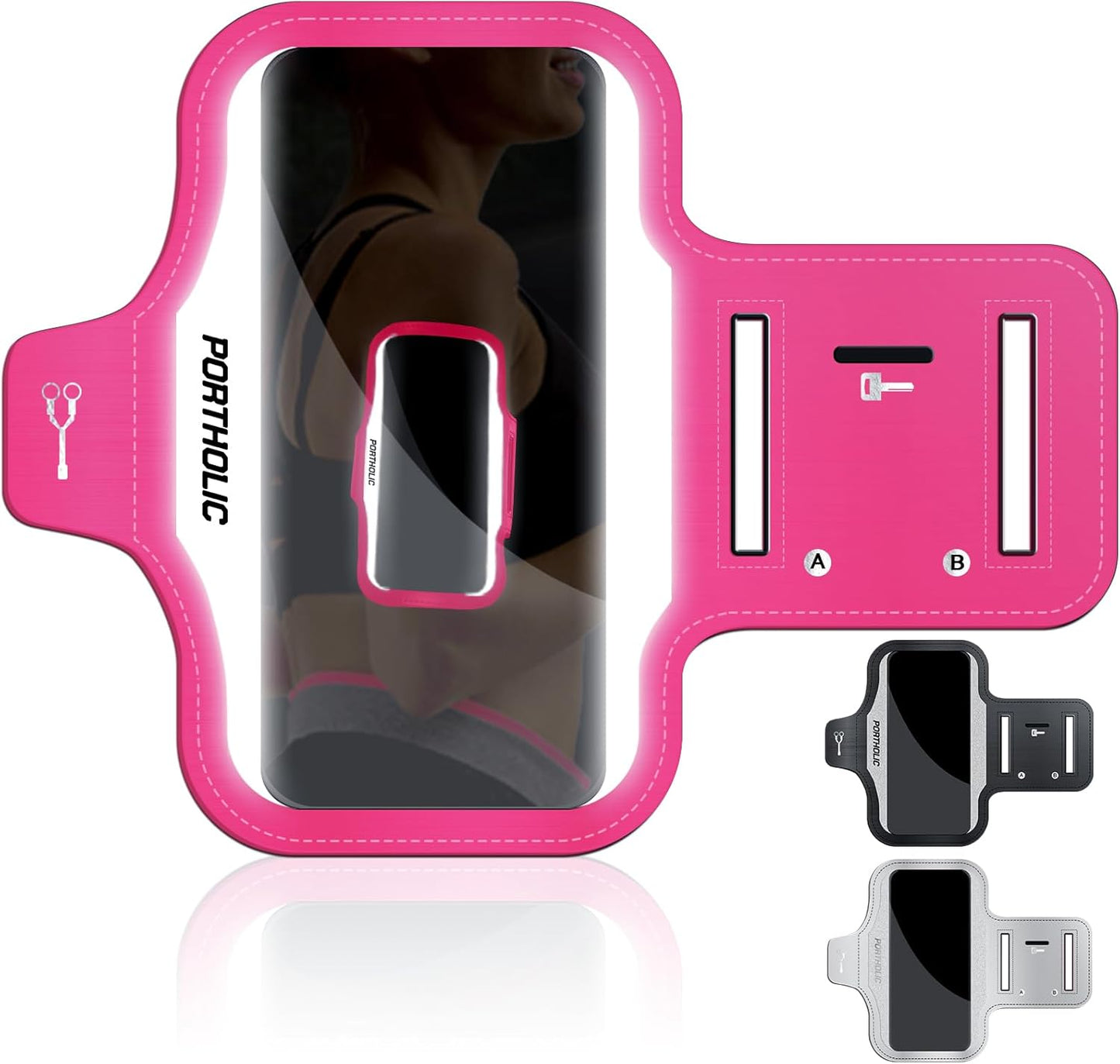 PORTHOLIC 2025 Running Armband Water Resistant Sports Phone Holder Case with Extension Strap, Key Card Slot Up to 6.9" Phone for iPhone 17/16/15/14/13 Plus Air Pro Max XR/XS, Galaxy S25/24/S10
