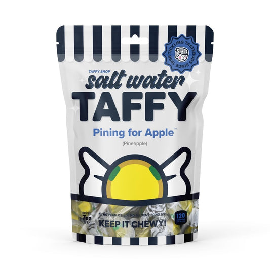 Taffy Shop Pining For Apple, Pineapple Salt Water Taffy Gourmet Soft Chewy Candy, Bulk Sweet Snack, Fresh Gift & Gluten-Free, 140 Individually Wrapped Pieces (32oz)