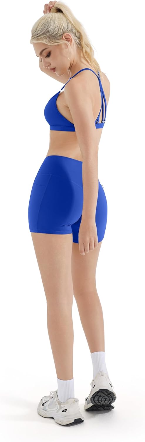 SUUKSESS Workout Sets for Women Padded Open Back Strappy Gym Set Criss Cross Yoga Sets 2 Pieces