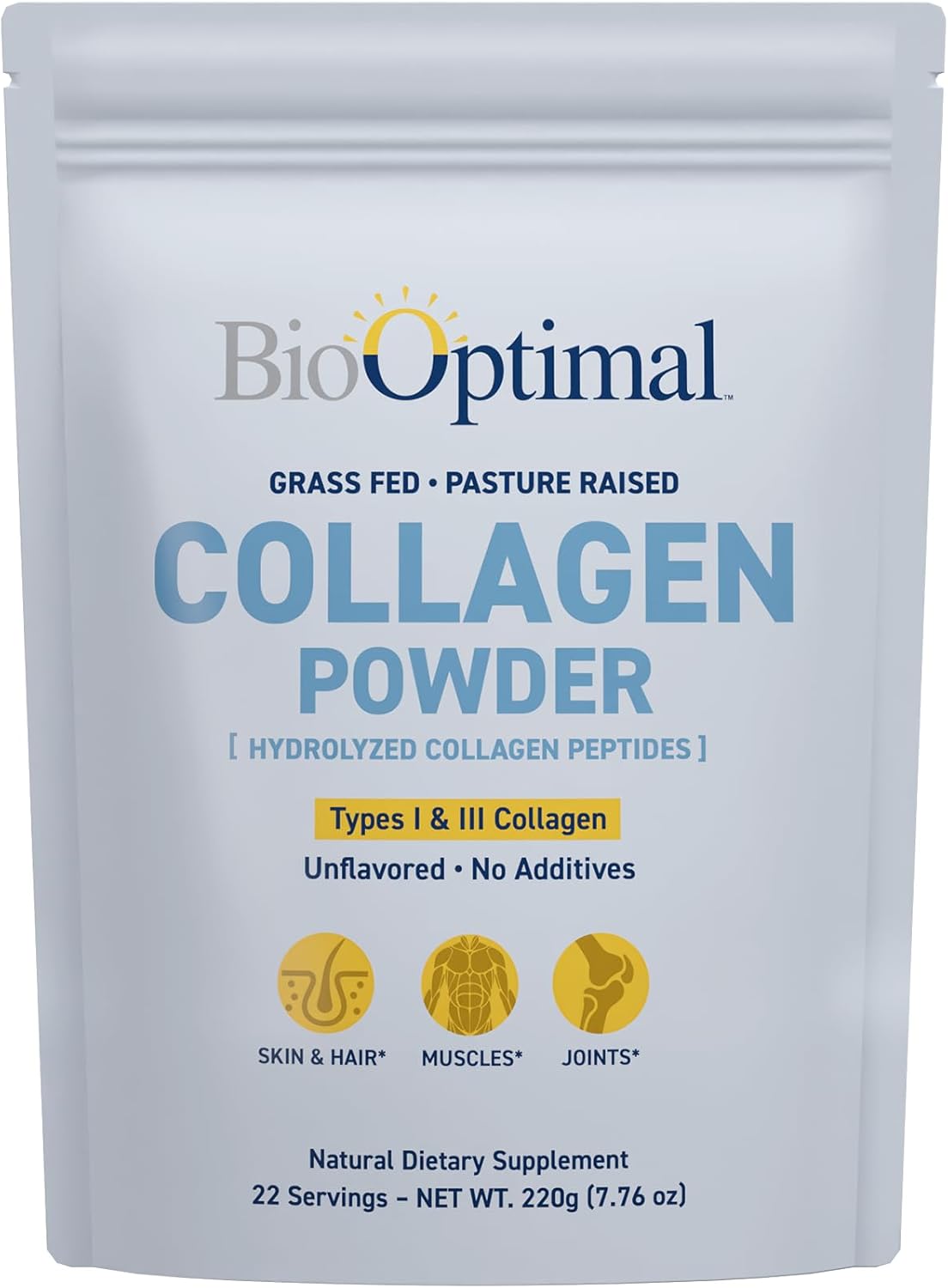 Collagen Peptides Powder - Grass-Fed, Pasture-Raised Hydrolyzed Protein Supplement for Skin, Hair, & Nails - Non-GMO, Zero Sugar Daily Supplement for Men & Women (22 Servings)