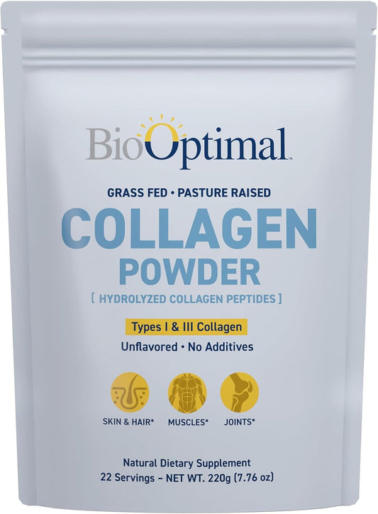 Collagen Peptides Powder - Grass-Fed, Pasture-Raised Hydrolyzed Protein Supplement for Skin, Hair, & Nails - Non-GMO, Zero Sugar Daily Supplement for Men & Women (22 Servings)