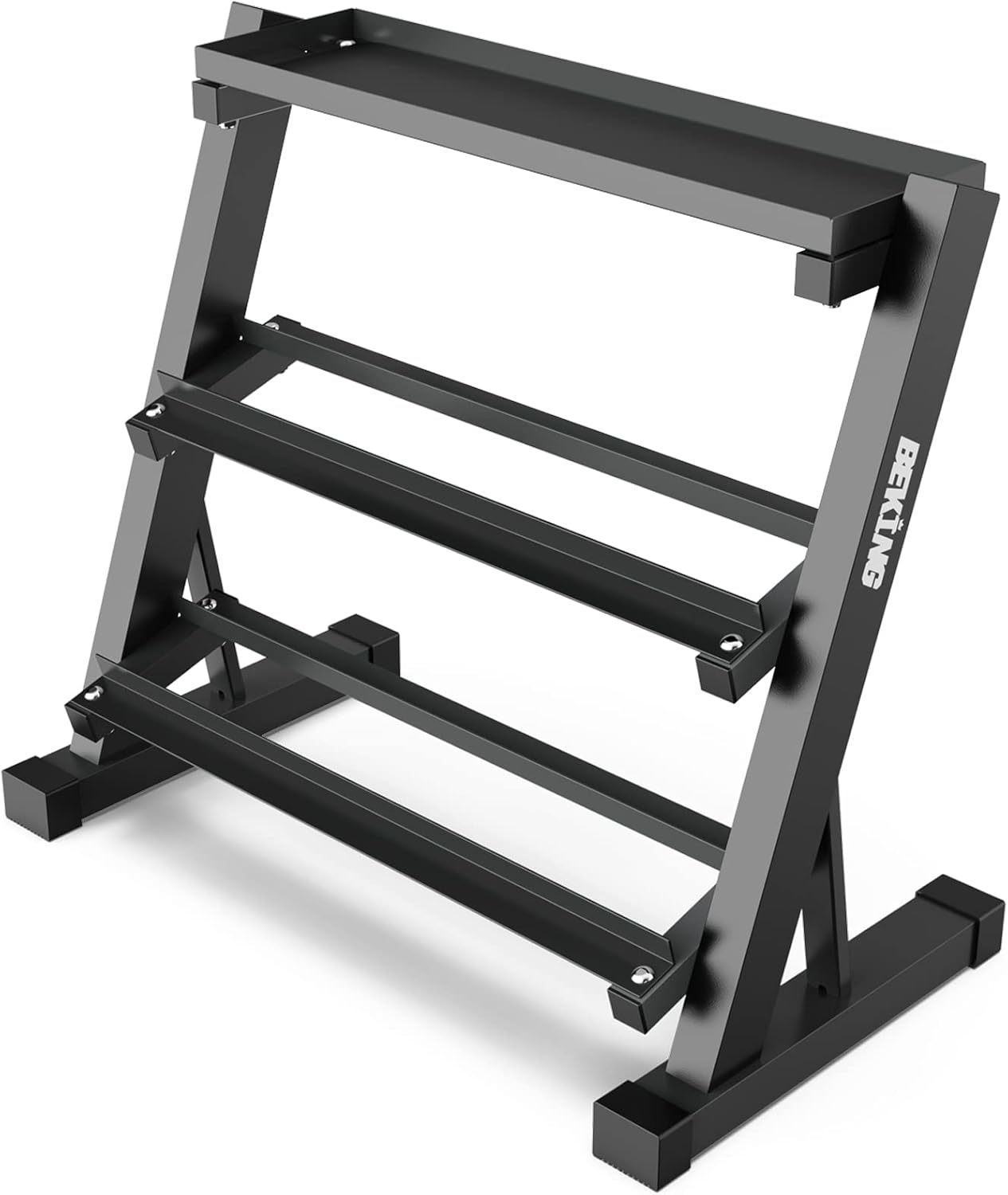 BEKING Dumbbell Rack, 3 Tier Weight Storage Rack for Dumbbells, Kettlebells, Multilevel Free Weight Organizer Stand for Home Gym Fitness, 1000-Pound Capacity