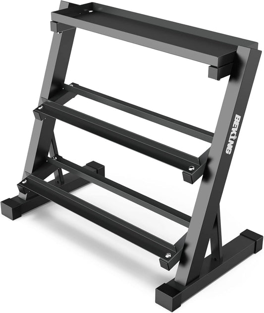BEKING Dumbbell Rack, 3 Tier Weight Storage Rack for Dumbbells, Kettlebells, Multilevel Free Weight Organizer Stand for Home Gym Fitness, 1000-Pound Capacity