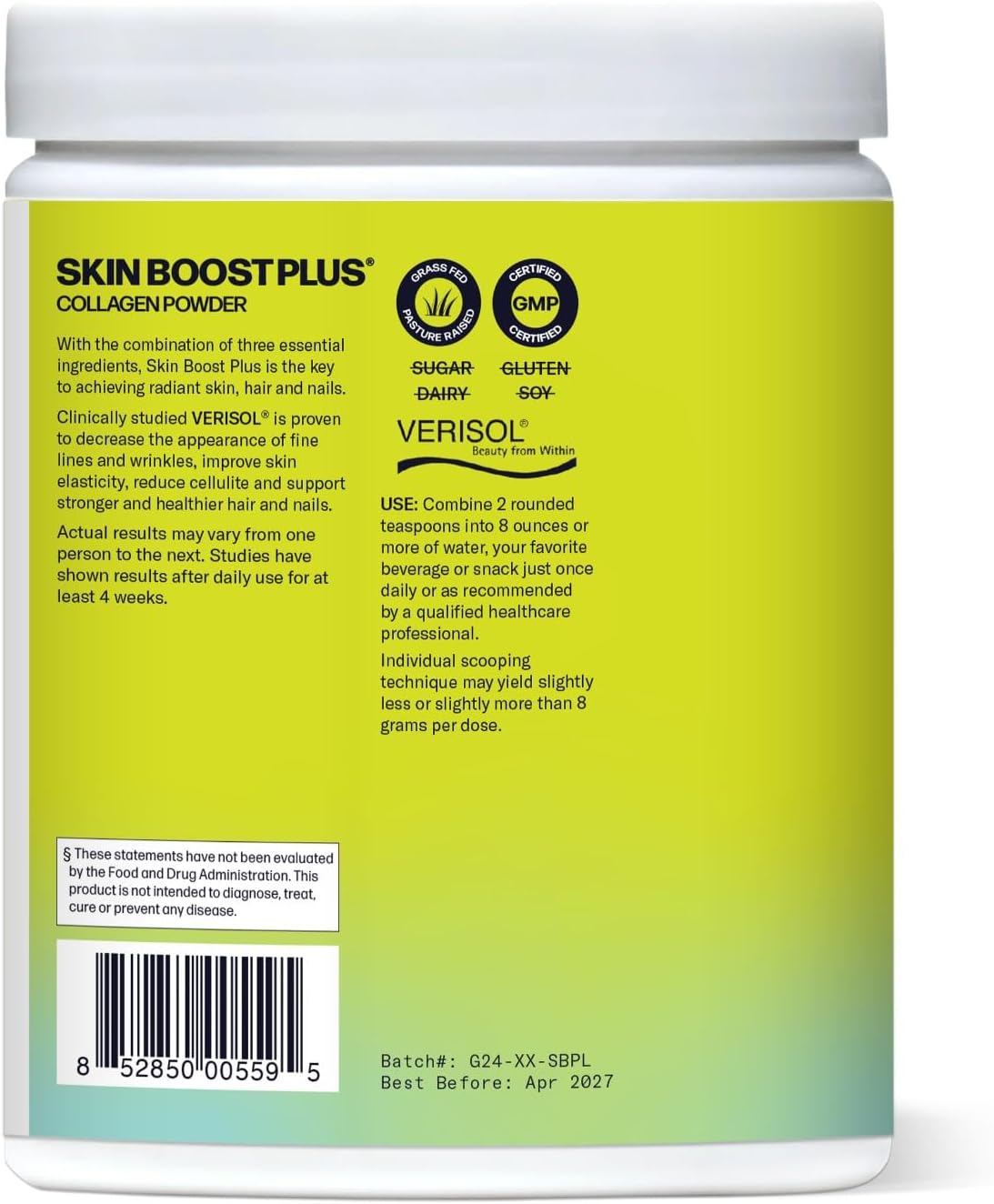 Skin Boost Plus (Acai Lemonade) [50-Serves] | Collagen Powder Supplement with VERISOL Bioactive Hydrolyzed Collagen Peptides, Vitamin C & Hyaluronic Acid to Improve Skin Elasticity