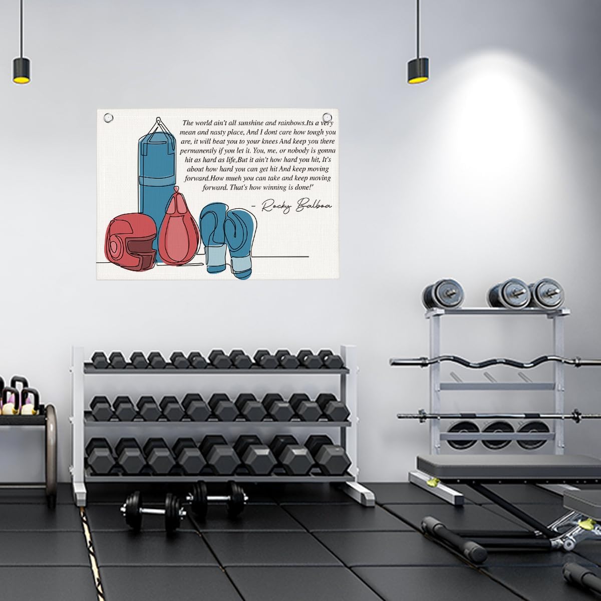 The World Ain't All Sunshine and Rainbows Gym Motivational Wall Art Banner Dorm Posters Gifts for Guys Men Women Gym Flag Decor for Home Gym Bedroom Workout Room 30x20 Inchs