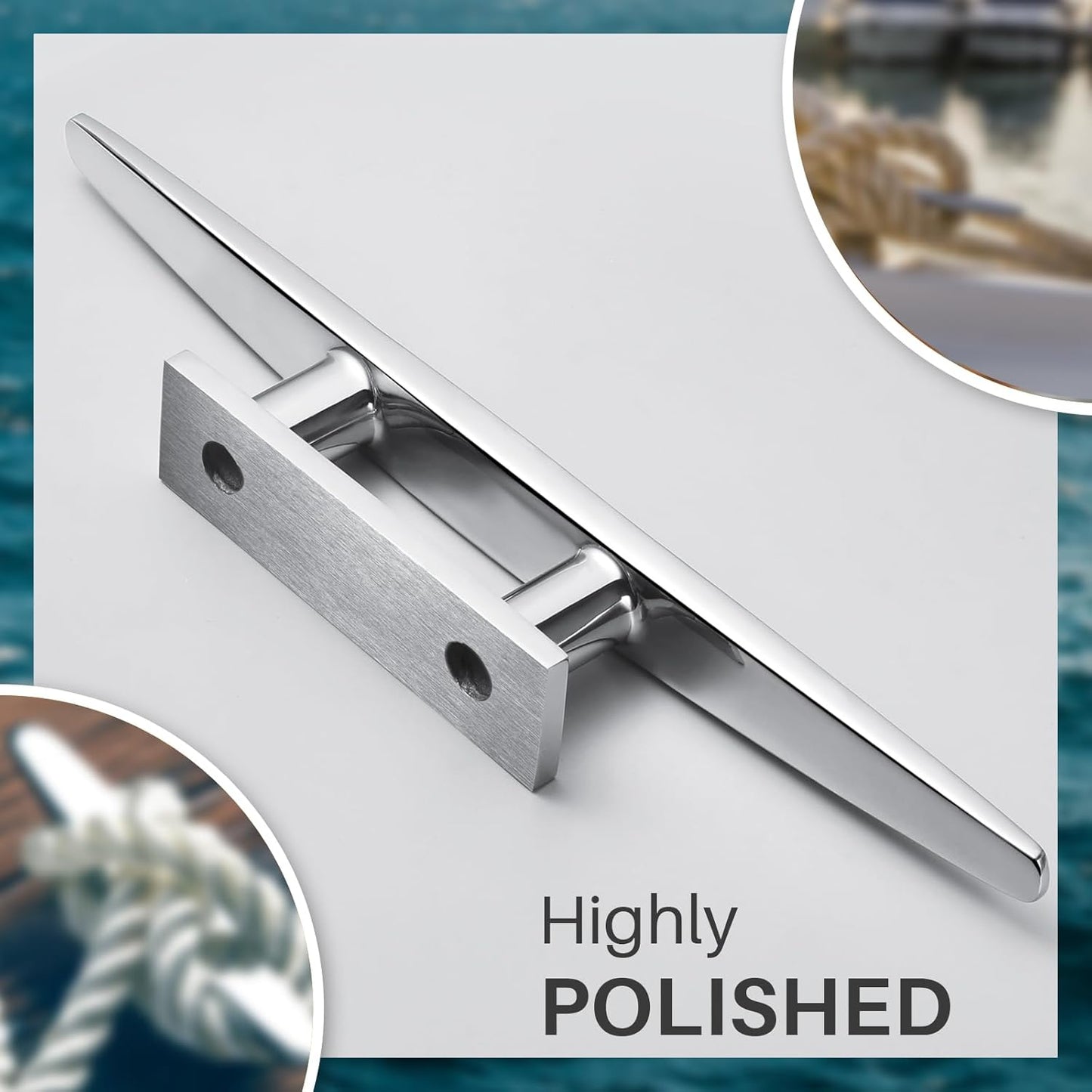 Boat Cleats Marine Grade 316 Stainless Steel Boat Mooring Cleat Pack of 4, Installation Accessories Included