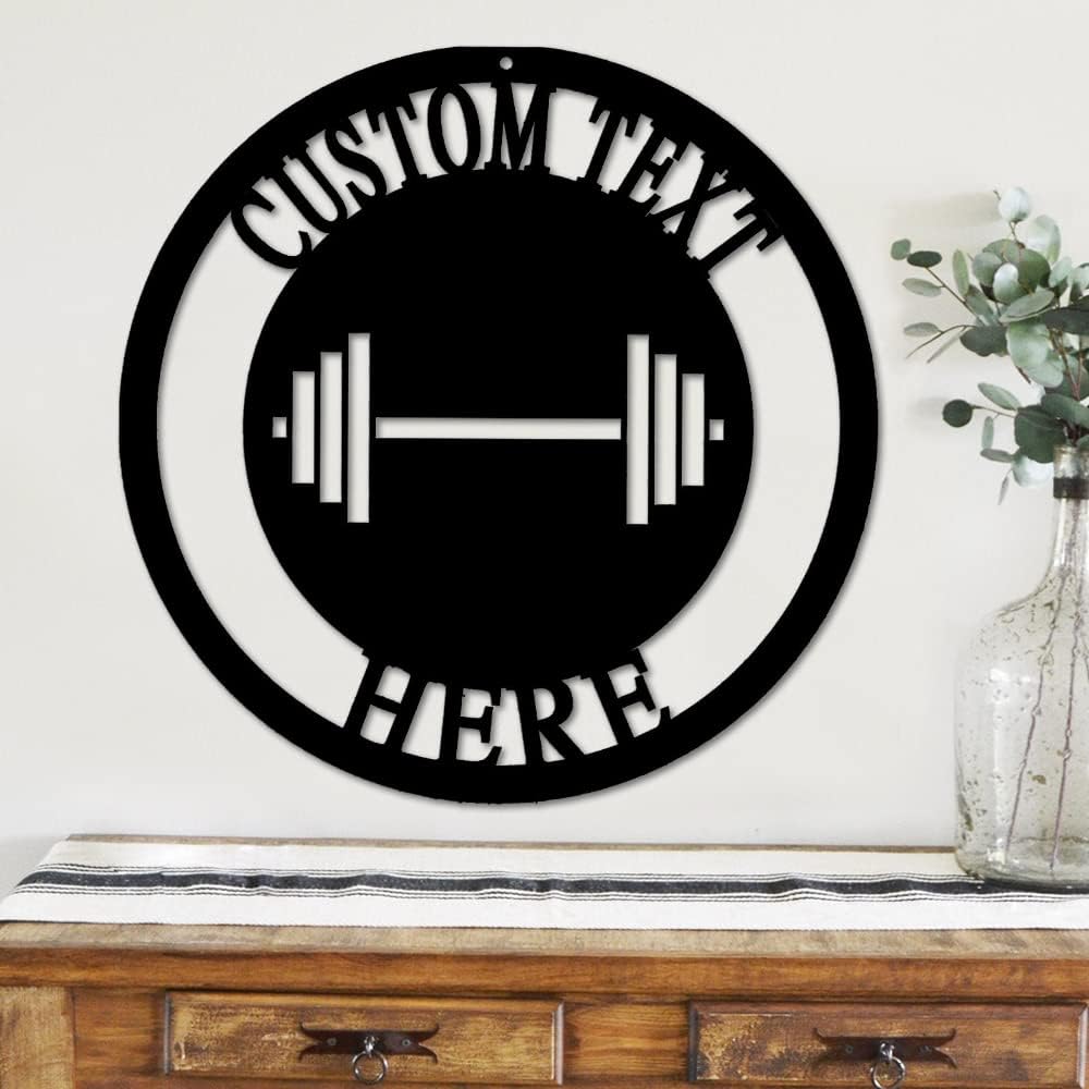 Custom Gym Metal Sign Personalized Workout Room Powerlifting Decor, Home Fitness Motivational Garage Center Wall Art, Gift for Women, Men, Dad, Papa, Grandpa, Mother, Sister, Girls, Modern Design