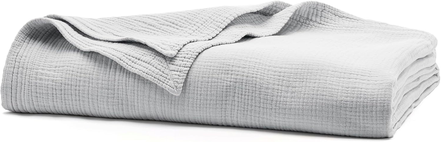 BOLL & BRANCH Dream Bed Blanket - Twin/Twin XL, Sky - Luxury 100% Organic Cotton - Soft, Lightweight and Breathable - Cloud-Like Touch